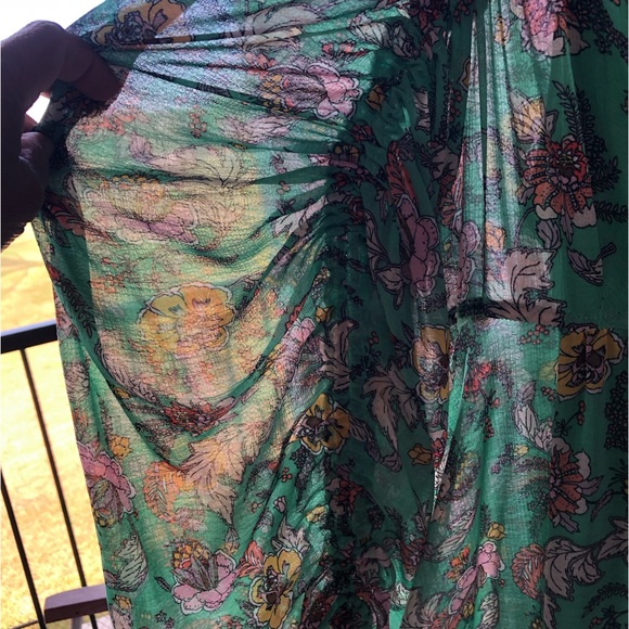 Free People Earth Green Elegant Floral Long Sleeve Dress.Size Medium Maxi Combo - Picture 10 of 15